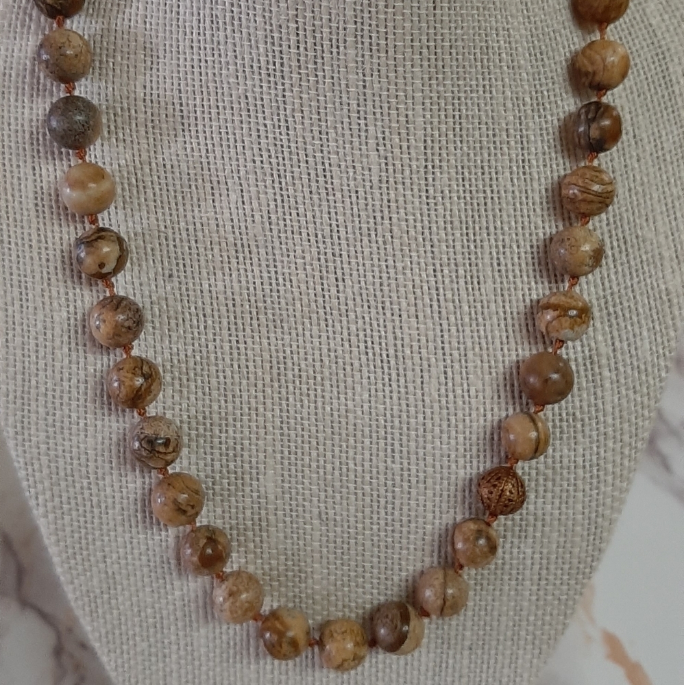 Necklace Sandstone Jasper Beads & Earrings Handmade